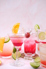 Strawberry with sparkling water on table background