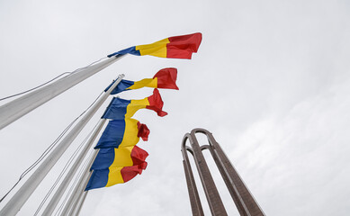 National Heroes Memorial Monument in Carol Park from Bucharest - wide view in a cloudy day with...