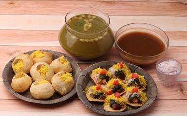 Bombay chat food golgappa/panipuri and sev-poori