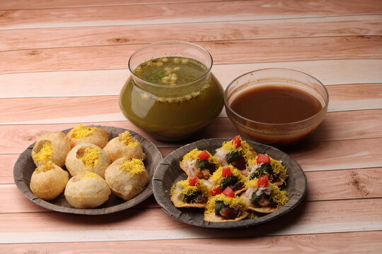 Bombay chat food golgappa/panipuri and sev-poori