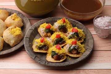 Bombay chat food golgappa/panipuri and sev-poori