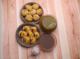 Bombay chat food golgappa/panipuri and sev-poori