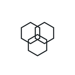 Naklejka premium Hexagon Logo - element perspective geometric abstract design vector line art geometry shape grid mosaic finance business