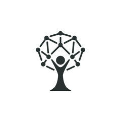 Network logo connecting people - business communication internet social web abstract global community team information modern world marketing tech globe link worldwide 