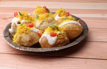 Dahi Puri chat is an indian road side snack item which is especially popular in the state of Maharashtra, India