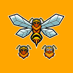 bee wearing headset mascot illustration