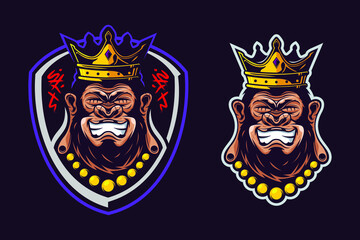 king gorilla buddha mascot illustration
