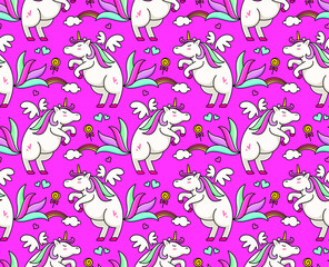 unicorn cartoon seamless pattern