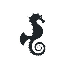 Seahorse logo silhouette design - underwater animal sea marine fish wild life vector illustration nautical swimming horse fish adorable diving dive tiny dragon