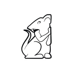 Mouse logo mascot relaxing chill - cartoon character posing rat little domestic animal vector mammal cute tail fun funny young zoo laboratory standing cheese