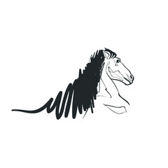 Horse race doodle drawing - stallion symbol mammal farm wild racehorse run jockey domestic pet gallop power ride racing winner outdoor