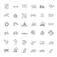 Transport icons, thin line design. Vector illustration