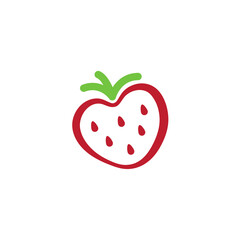 Strawberry logo design - fruit red fresh berry food organic juicy healthy sweet raw eco bio natural freshness tasty dessert diet nutrition vector