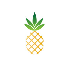 Pineapple logo - fruit sweet tropical fresh healthy bio eco juicy organic yellow vitamin dessert diet exotic ananas raw tasty vector illustration delicious vegan nutrition whole eat geometric