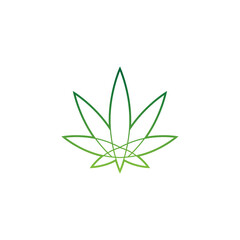 Cannabis logo - marijuana symbol - green medicine leaf natural plant hemp oil weed health legal herbal thc cbd bio eco botanic flower relax antioxidant food herbal