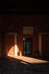 Comacchio, Ferrara / Italy - August 2020: View from Loggia del Grano in Comacchio