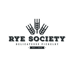 Fototapeta premium Bakery logo - Wheat symbol logo design - plant bread harvest agriculture grain food seed cereal rye organic ripe eat golden grow healthy vector whole flour growth