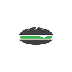 Hamburger logo design illustration - burger meat grilled bbq beef tomato sandwich food lettuce cheese fast unhealthy gourmet delicious fat steak fries