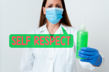 Word writing text Self Respect. Business photo showcasing Pride and confidence in oneself Stand up...