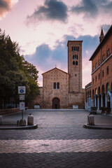Ravenna / Italy - August 2020: Basilica of San Francesco in the historic center of Ravenna