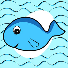 vector illustration of blue whale