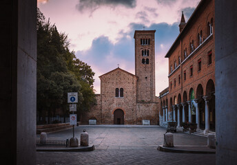 Ravenna / Italy - August 2020: Basilica of San Francesco in the historic center of Ravenna