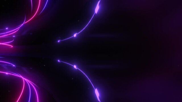 Curved Surface Reflects Glowing Sci-Fi Ultraviolet Neon Laser Beams - 4K Seamless Loop Motion Background Animation