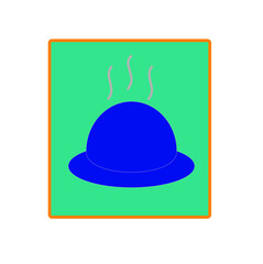 An illustration of a culinary dish is a symbol of a cafe or restaurant, a sign of cooking. Hot food delivery.