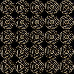 Mosaic geometric seamless pattern 3D. Gold glitter black template. Abstract texture Golden luxury prints. Retro vintage decoration. Design for template wallpaper, wrapping, textile