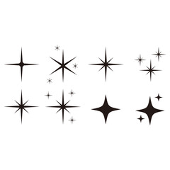 Star icons. Twinkling stars. Sparkles, shining burst. Christmas vector symbols isolated