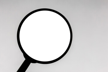 Magnifying glass isolated. Simple searching symbol background. Empty copy space optical device object. Discovery design.