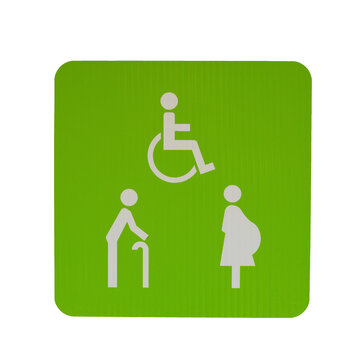 Icon disabled person, old people, and pregnant women on a green background.