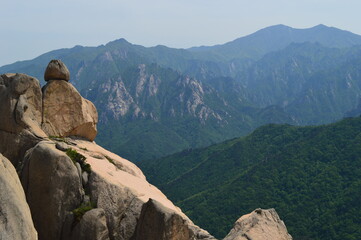 Climbing Seoraksan mountain in the Taebaek mountain range in the Gangwon Province outside of Sokcho, South Korea