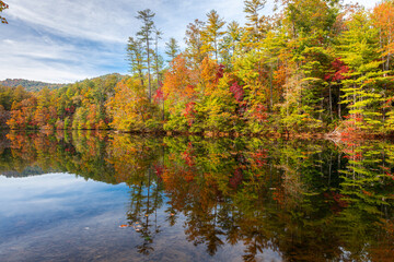 Fototapeta na wymiar Lakeside Fall Foliage