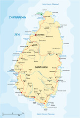 Road vector map of the West Indian island state of Saint Lucia