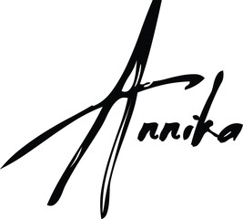 Annika-Female Name Modern Brush Calligraphy Cursive Text on White Background