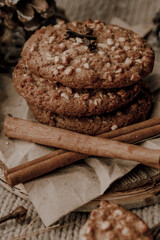 Winter still life freshly baked homemade cookies