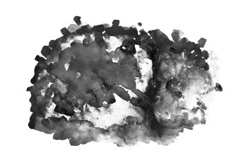 Fototapeta premium Black color brush stroke by Watercolor hand painting and splash abstract texture on white paper Background