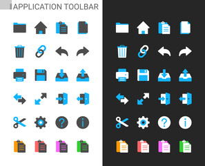 Application toolbar icons light and dark theme. Pixel perfect.