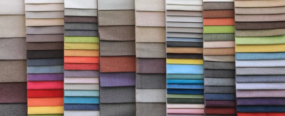 Foto op Plexiglas samples of different colored upholstery fabrics © serikbaib
