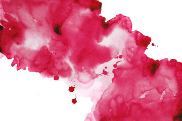 Red Watercolor hand painting and splash abstract texture on white paper Background