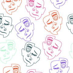 Abstract Face Outline Seamless Pattern