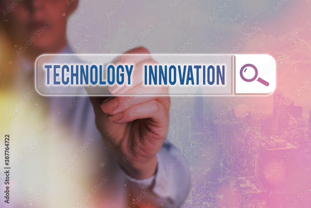 Poster conceptual hand writing showing technology innovation. concept meaning significant technological cha