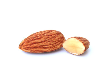 Almond was isolated on a white background