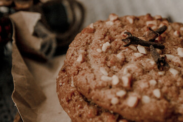 Winter still life freshly baked homemade cookies