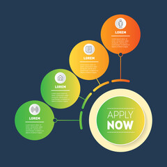 Template of diagram. Infographic of technological or education process with 4 steps. Brochure design template. Quarterly report. Business presentation concept with four options. Vector.