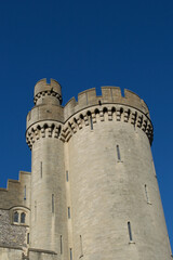 Fototapeta na wymiar The tower of a traditional, historic stone English / European castle