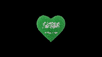Saudi Arabia National Day. September 23. Heart shape made out of shiny sphere on black background. 3D rendering.