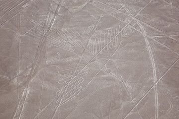 Aerial View of Nazca Geoglyph The Condor. Nazca, Peru.