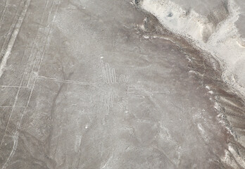 Aerial View of Nazca Geoglyph The Hummingbird. Nazca, Peru.